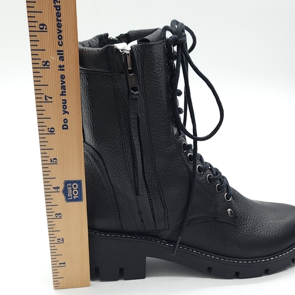 Golo War & Peace Black Napa Leather Lace-up Zip Combat Boots Size 8 - Picture 10 of 11